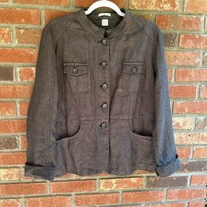 Tweeds Brown Jacket Blazer 60/40 Linen Cotton size L